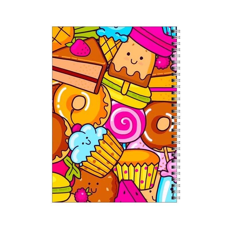 دفتر مشق 50 برگ بامبیلیپ طرح پترن کیک و بستنی و کلوچه کد 4556400