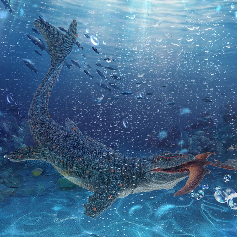 فیگور مدل دایناسور فک متحرک طرح Mosasaurus Hunting for Pterosaur مجموعه 2 عددی