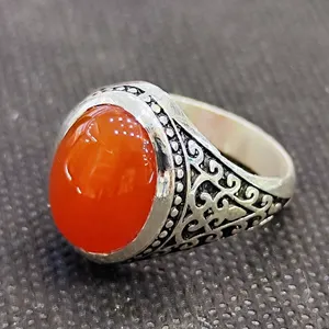 انگشتر نقره مردانه مدل سنگ عقیق خراسان کد 2800
