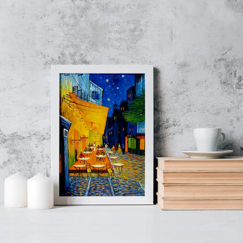 تابلو خندالو مدل کافه تراس در شب ونگوگ کد 3724
