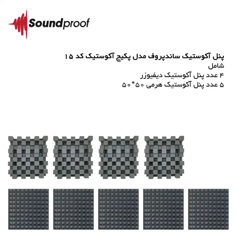 پنل آکوستیک ساندپروف مدل پکیج آکوستیک کد 15 مجموعه 9 عددی