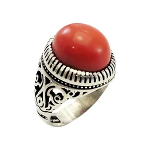 انگشتر نقره مردانه مدل مرجان چراغدار