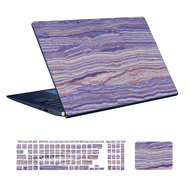  استیکر لپ تاپ توییجین و موییجین طرح Marble کد 89 مناسب برای لپ تاپ 15.6 اینچ به همراه برچسب حروف فارسی کیبورد 