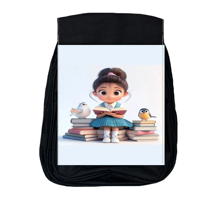 کوله پشتی مدرسه مدل دخترک و کتاب کد v1