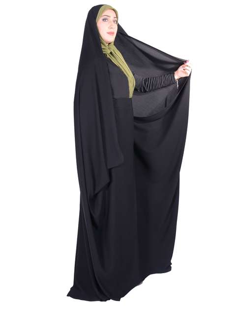 چادر کمری شهر حجاب مدل حسنا کرپ حریرالاسود کد 8053