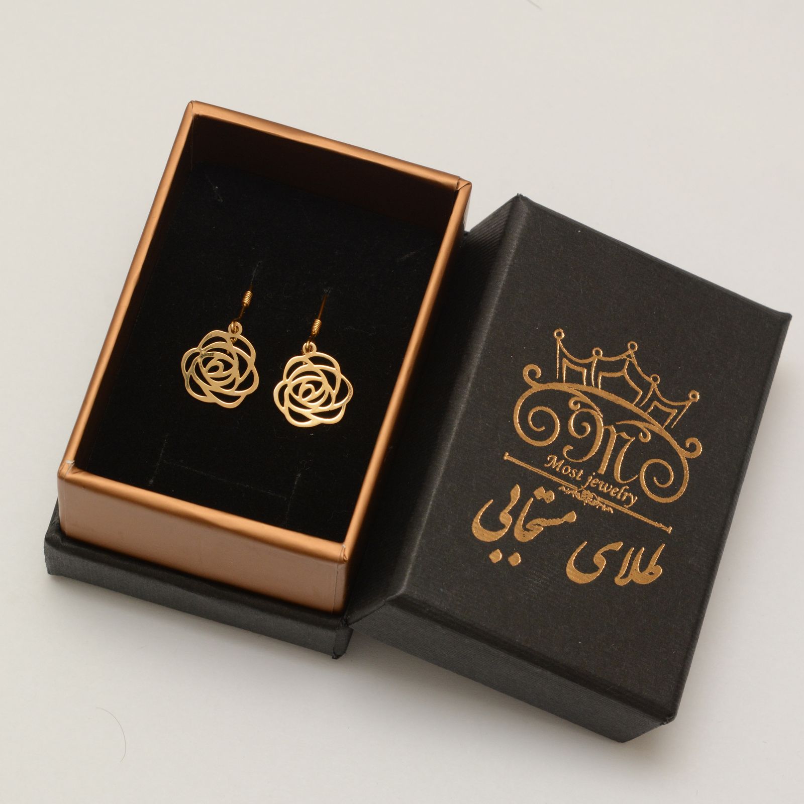 گوشواره طلا 18 عیار زنانه طلای مستجابی طرح گل رز مدل 670142 -  - 3