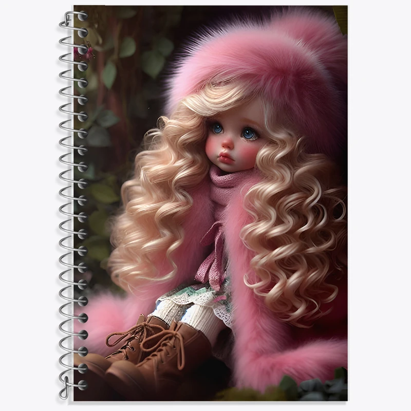 دفتر زبان 50 برگ خندالو مدل سه خط طرح دخترانه کیوت کد F7570