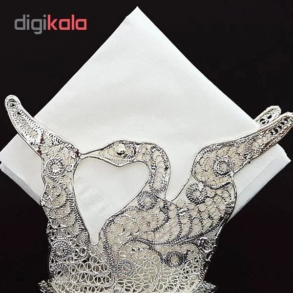 عکس شماره 5 : جای دستمال کاغذی ملیله کاری مدل قو کد 01