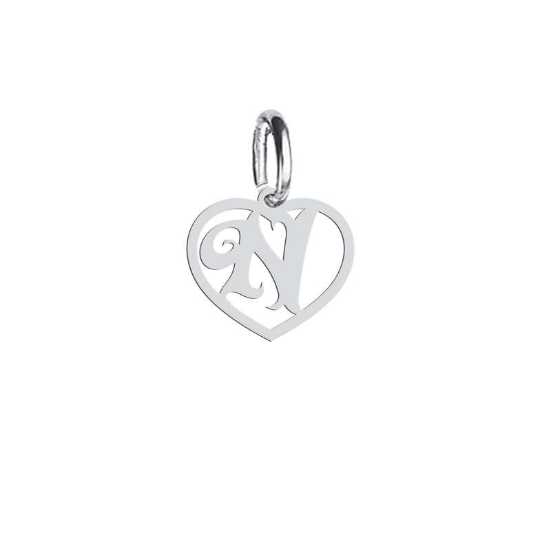 آویز گردنبند نقره هایکا طرح قلب و حرف N مدل h.n 770