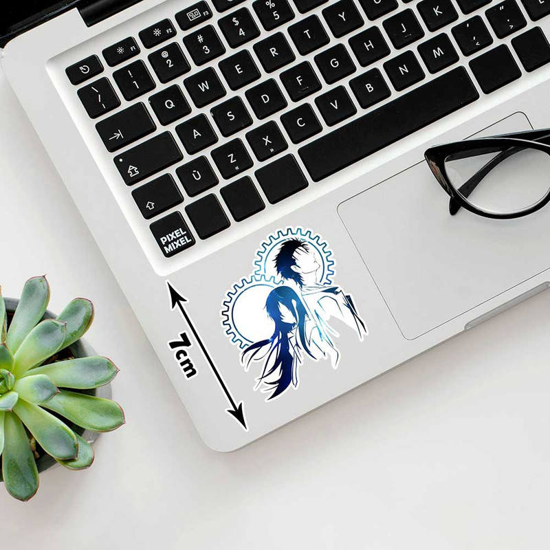 استیکر لپ تاپ پیکسل میکسل مدل انیمه steins gate مجموعه 6 عددی