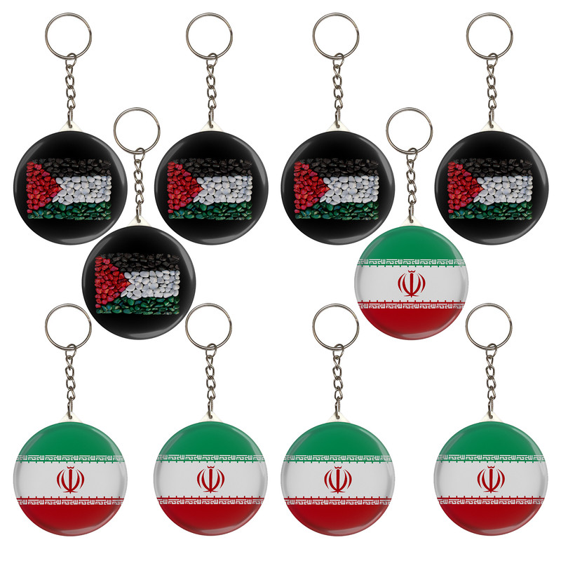 جاکلیدی مدل پرچم کشور جمهوری اسلامی ایران و فلسطین کد S5-10 مجموعه 10 عددی