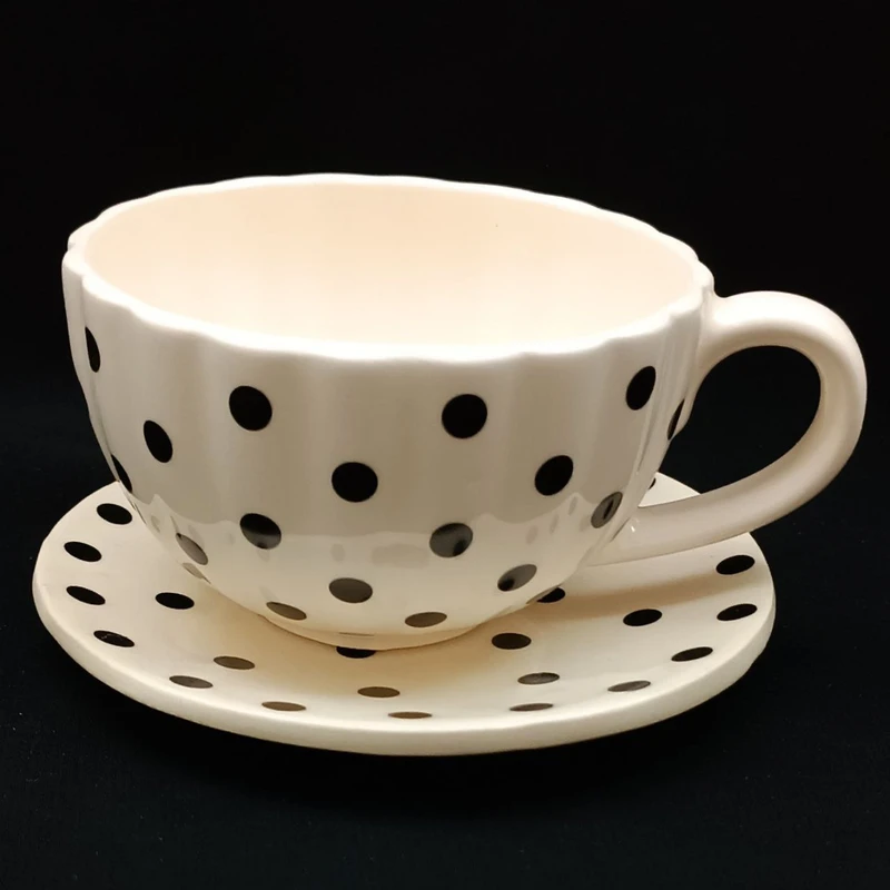 ست فنجان نعلبکی سرامیکی هیوا طرح خالدار کد 21340109