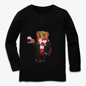 تی شرت آستین بلند پسرانه مدل نخ پنبه ای خرسی تدی کد BZ004 teddy