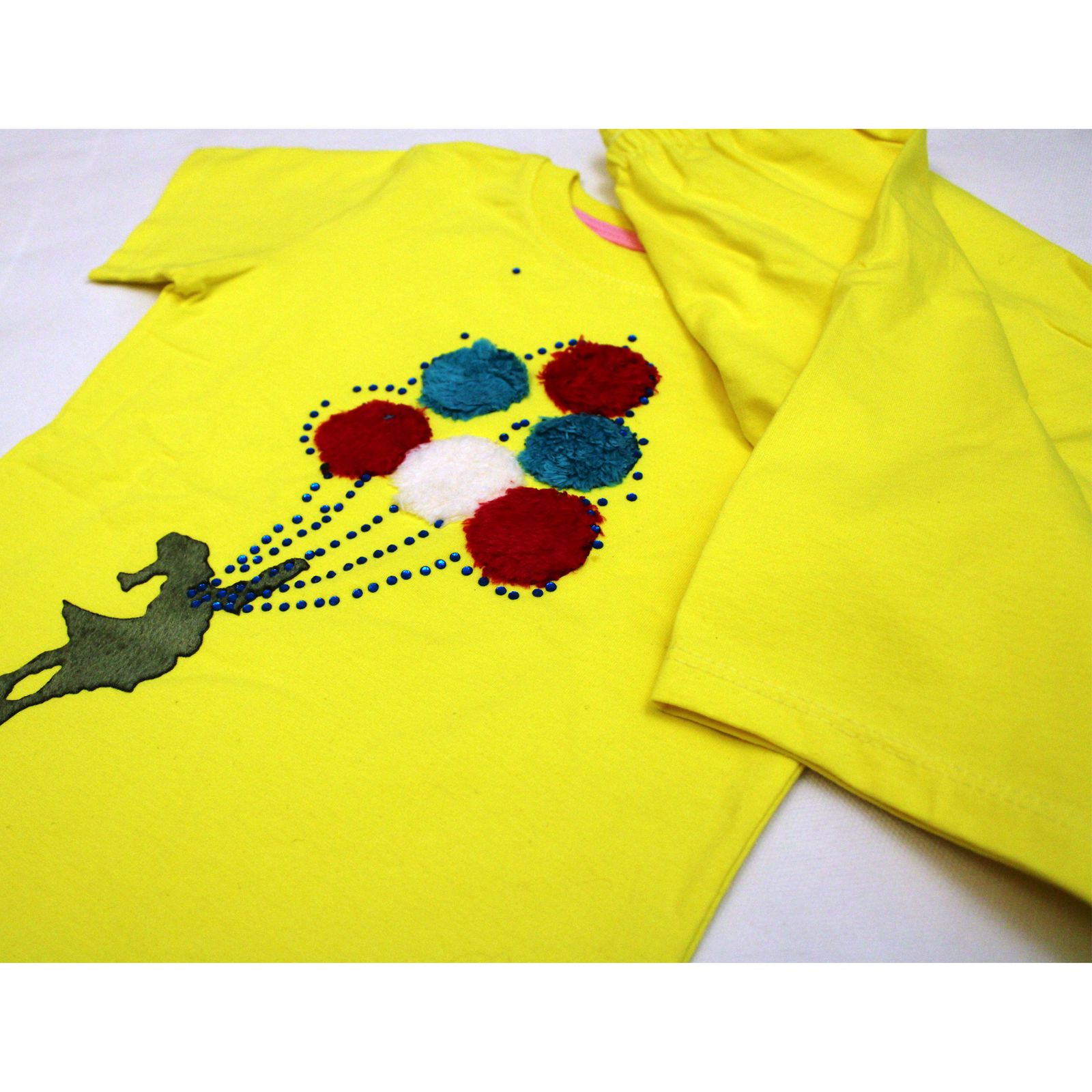 ست تی شرت و شلوارک دخترانه بانالی مدل بادکنک کد 3491 -  - 2