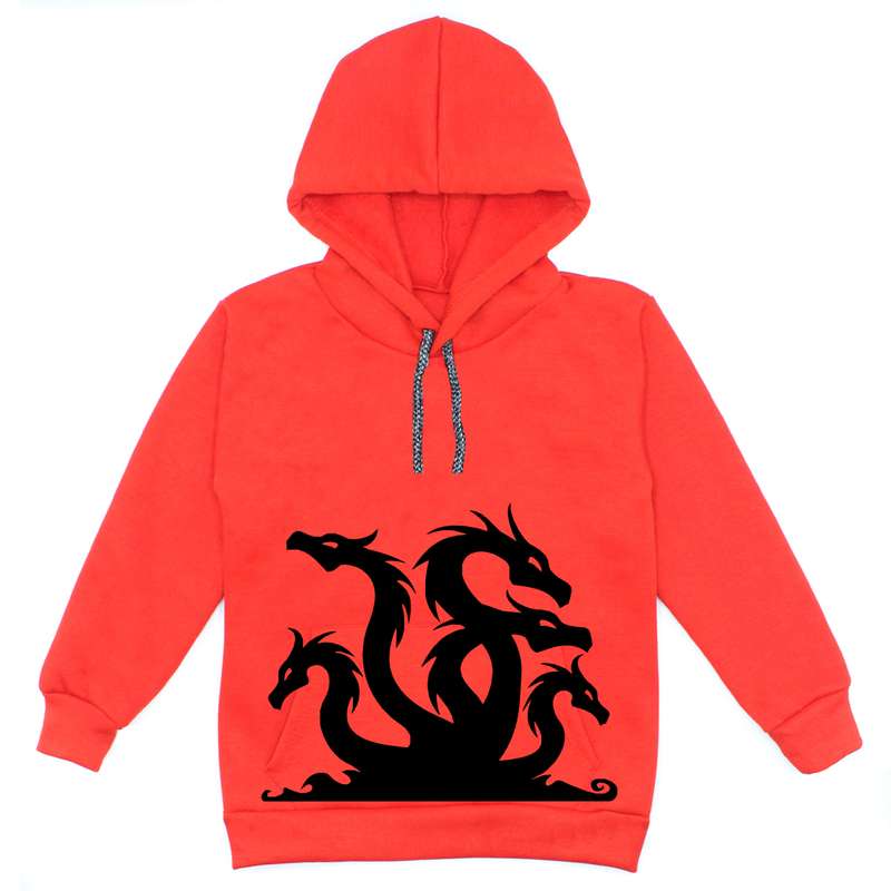 هودی پسرانه مدل اژده ها A14 رنگ قرمز