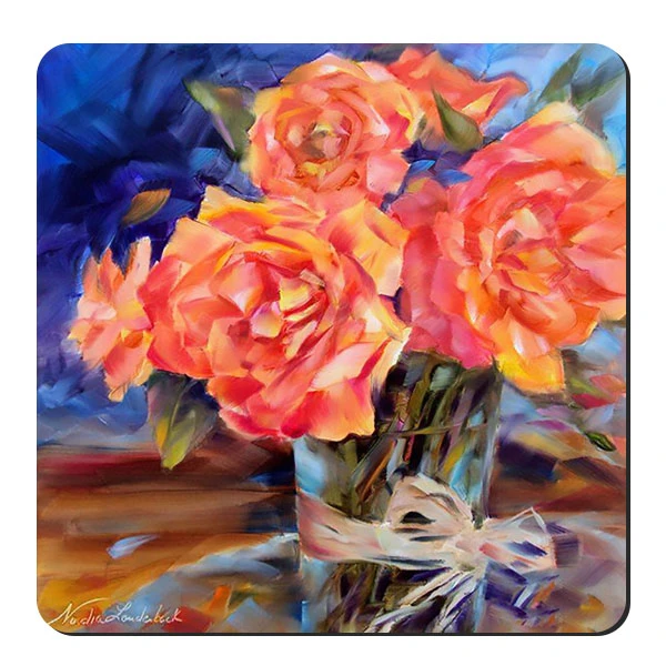 زیر لیوانی طرح نقاشی گل رز کد nzl378