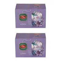 چای سبز کیسه&zwnj;ای زعفرانی سحرخیز دو بسته 20 عددی