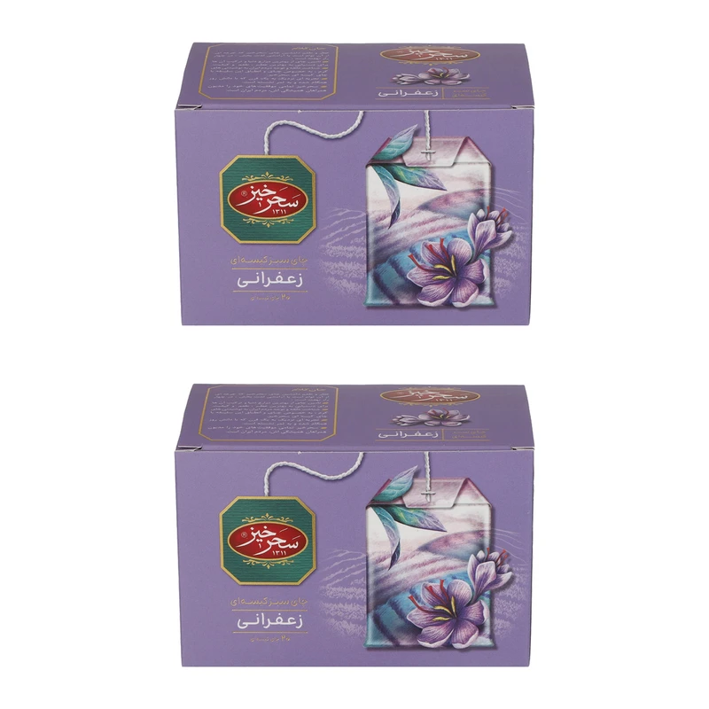 چای سبز کیسه‌ای زعفرانی سحرخیز دو بسته 20 عددی