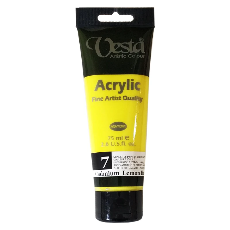 رنگ اکریلیک وستا مدل 07 Cadmium Lemon Hue حجم 75 میلی لیتر