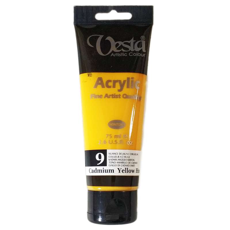 رنگ اکریلیک وستا مدل 09 Cadmium Yellow Hue حجم 75 میلی لیتر
