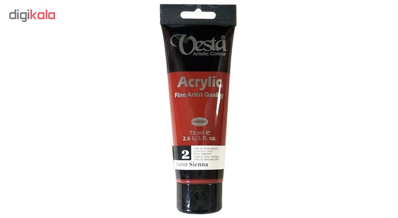رنگ اکریلیک وستا مدل 02 Burnt Sienna حجم 75 میلی لیتر