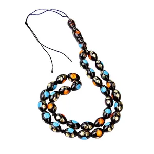 تسبیح بازرگانی میلادی مدل میناکاری کهربا کد T_362