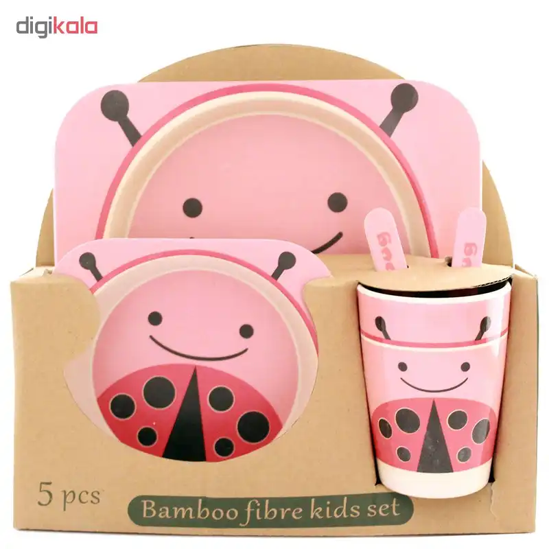 ظرف غذای 5 تکه کودک بامبو فایبر مدل کفشدوزک 1