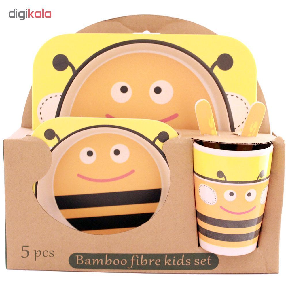 ظرف غذای 5 تکه کودک بامبو فایبر مدل زنبور 1