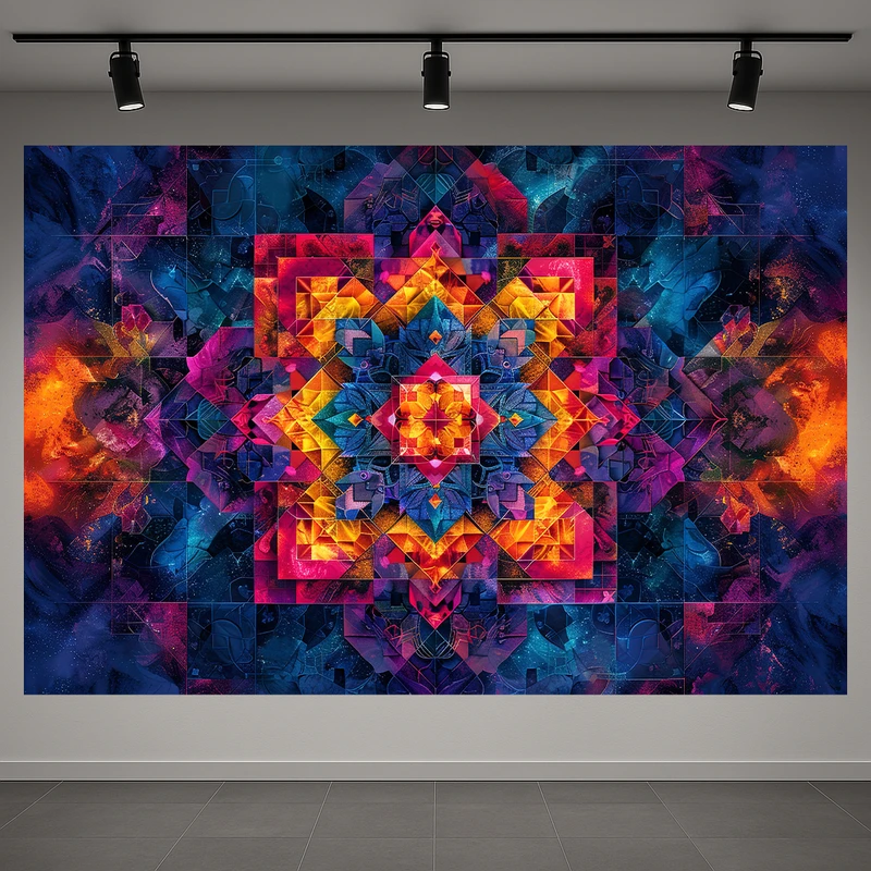پوستر پارچه ای طرح مخمل هندسی مدل مایا رنگی کد PD1311497