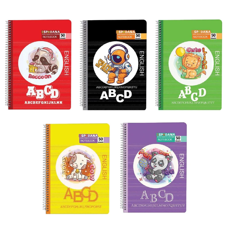 دفتر زبان 50 برگ اسپادانا مدل چهار خط کد 56413567  مجموعه 5 عددی