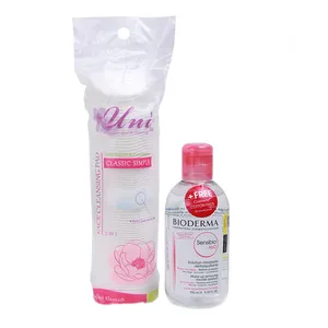 محلول پاک کننده آرایش بایودرما مدل Sensibio H2O حجم 250 میلی لیتر به همراه پد پاک کننده آرایش یونی بسته 70 عددی