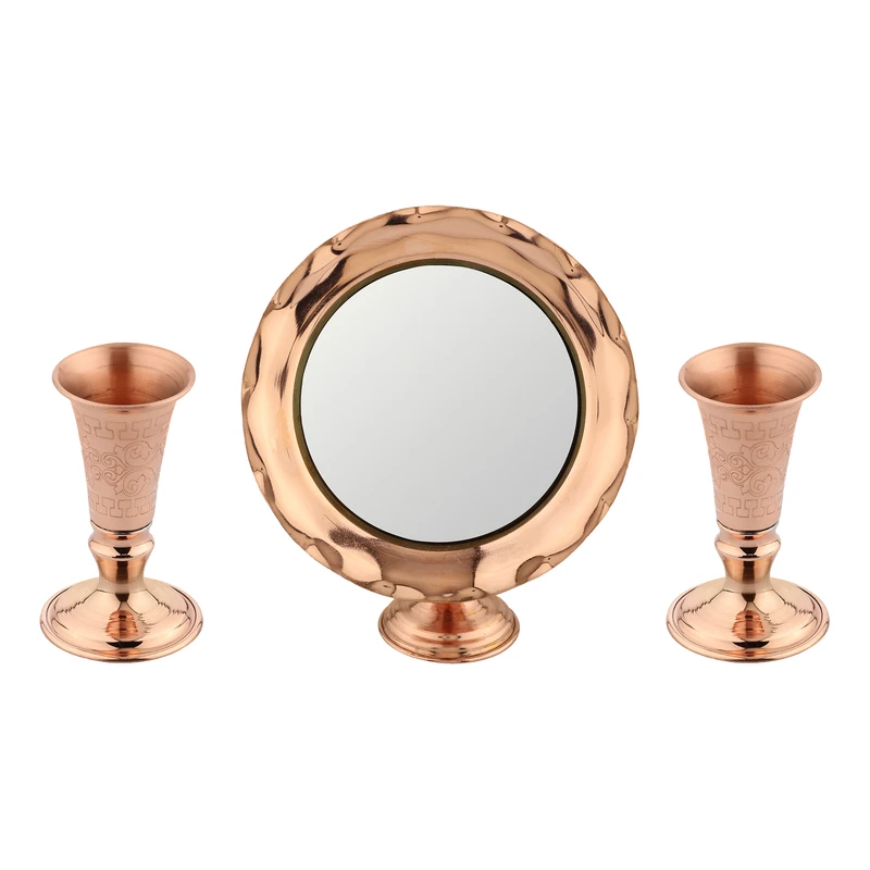 عکس شماره 2 : آینه و شمعدان مسی مدل 2