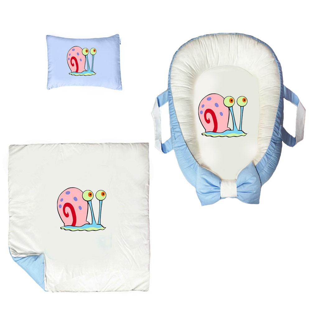 سرویس خواب سه تکه نوزاد ناریکو مدل گارد محافظ دار طرح حلزون کد 0632