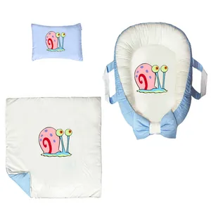 سرویس خواب سه تکه نوزاد ناریکو مدل گارد محافظ دار طرح حلزون کد 0632