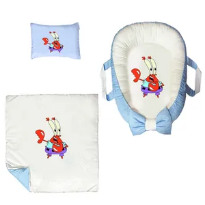 سرویس خواب سه تکه نوزاد ناریکو مدل گارد محافظ دار طرح کارتون باب اسفنجی خرچنگ کد 0636