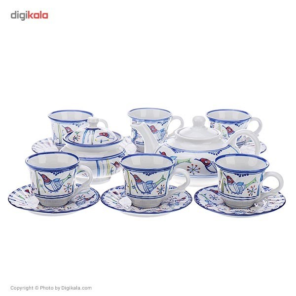 چای خوری چینی کارگاه میبد مروارید طرح خورشید خانم سرویس 16 پارچه