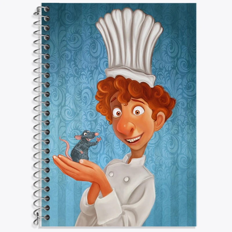 دفتر زبان 50 برگ خندالو مدل دو خط طرح انیمیشن موش سرآشپز کد F2030