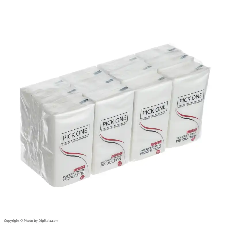 دستمال کاغذی جیبی 15 برگ گلریز مدل Pick One بسته 12 عددی