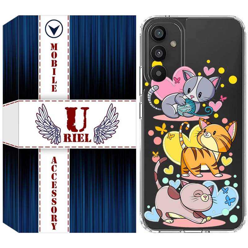 کاور یوریل مدل Clear کد 6 طرح گربه مناسب برای گوشی موبایل سامسونگ Galaxy A35 / A55