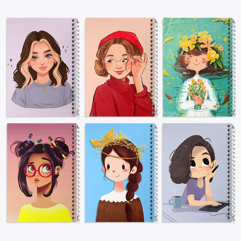 دفتر مشق 100 برگ خندالو طرح دخترانه کد 257 مجموعه 6 عددی