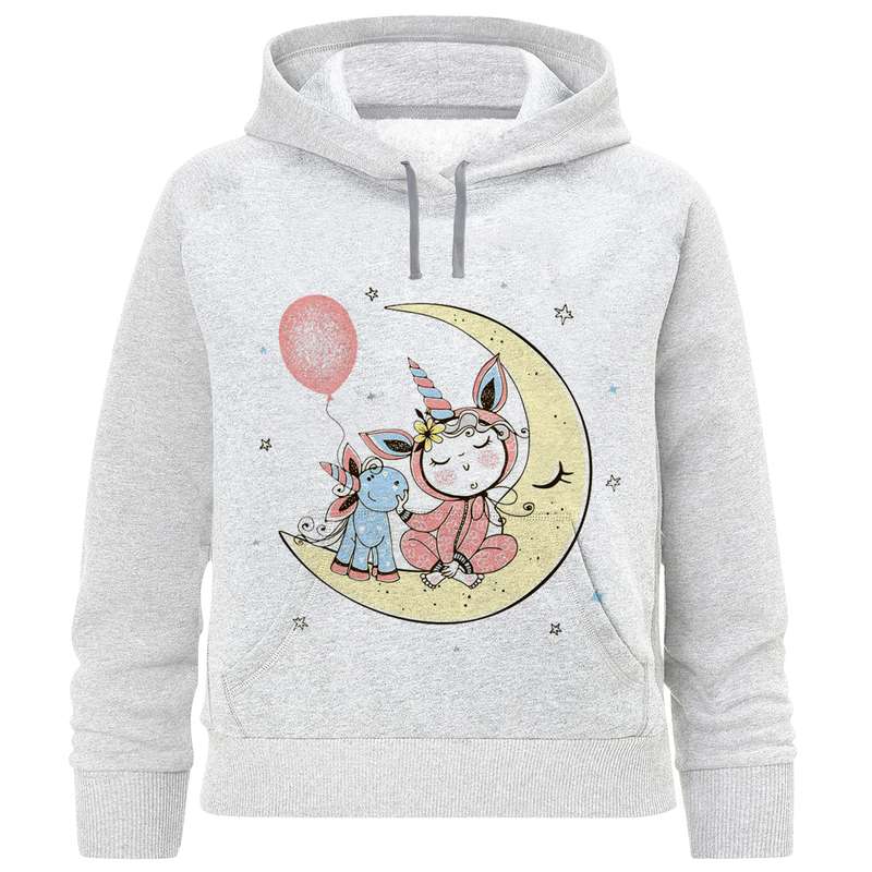 هودی دخترانه مدل  تک شاخ و ماه F1045