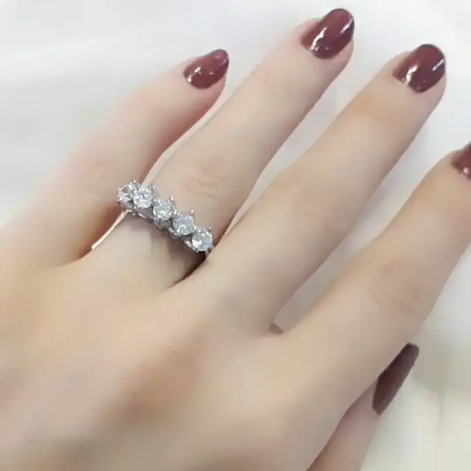 انگشتر نقره زنانه مدل پنج سنگ