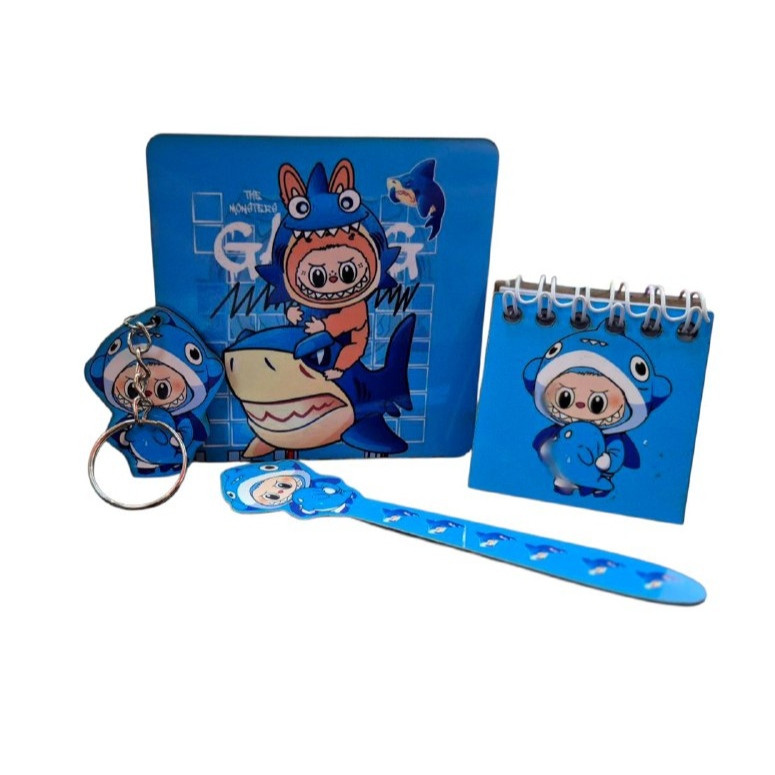 بسته لوازم تحریر مدل لبوبو و نهنگ کد mn011 بسته 4 عددی