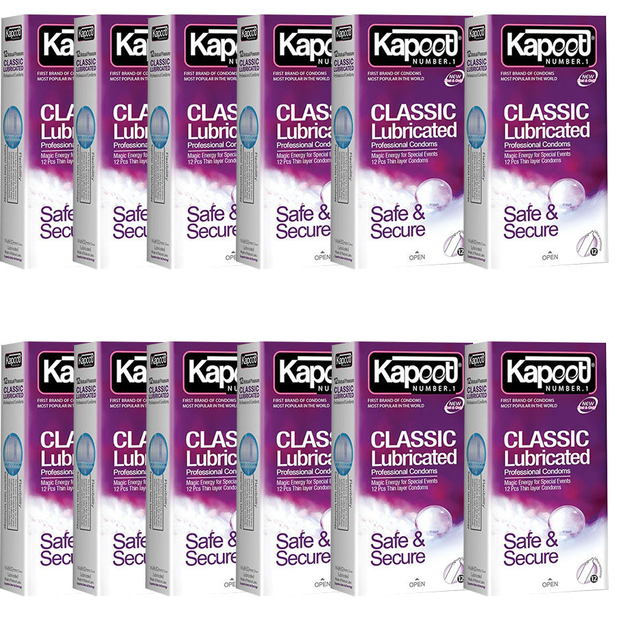 کاندوم کاپوت مدل Classic Lubricate بسته 12 عددی