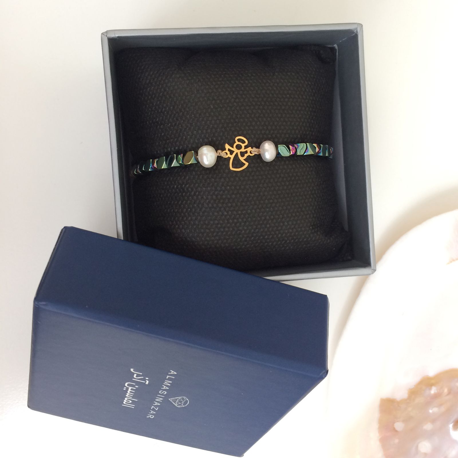 دستبند طلا 18 عیار دخترانه الماسین آذر طرح فرشته کد F01 -  - 3