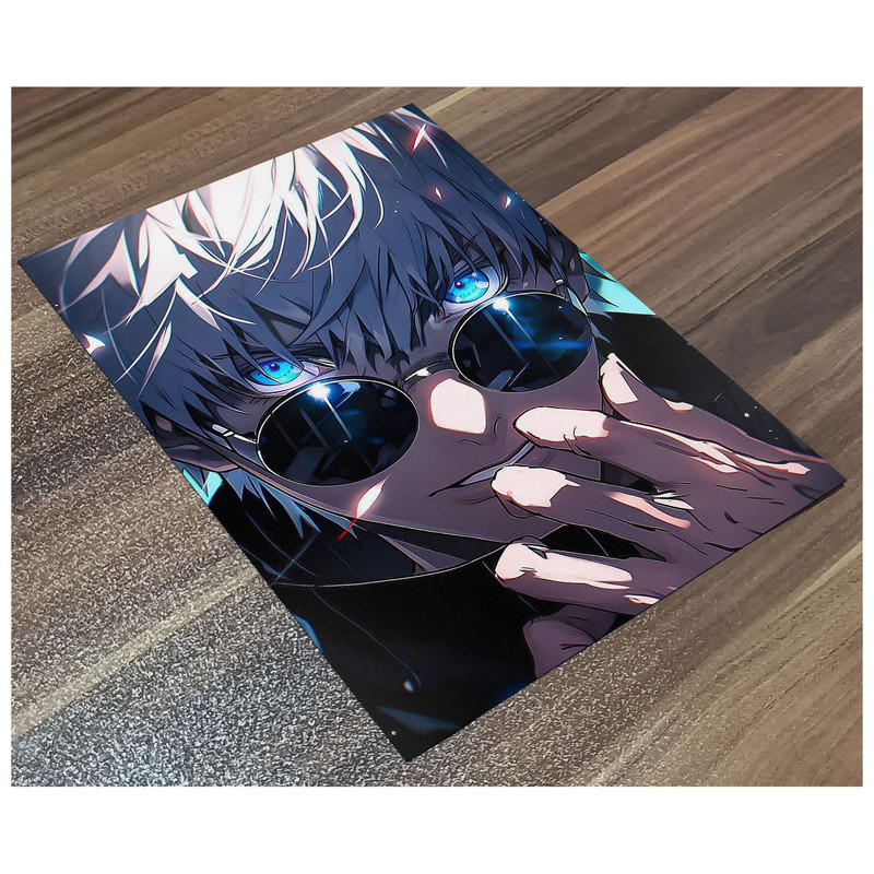 پوستر گوفی مدل گوجو ساتورو عینکی خفن و با جذبه انیمه جوجوتسو کایسن طرح Gojo Saturo Jujutsu Kaisen Anime کد GLAS45