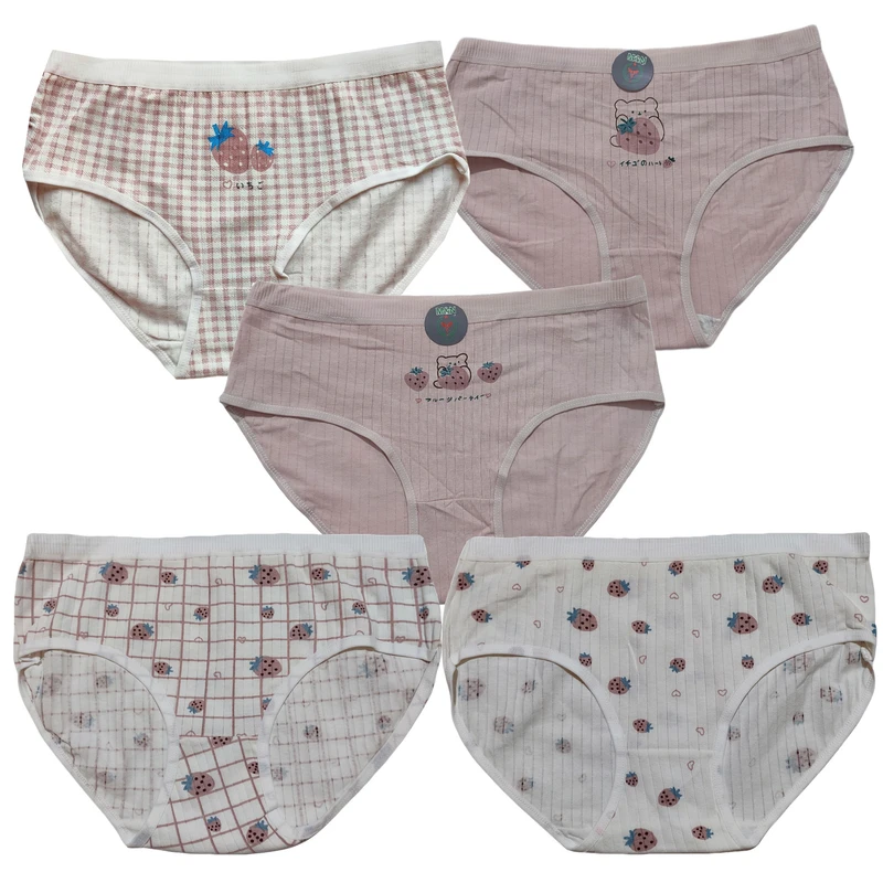 شورت زنانه مدل کبریتی عروسکی توت فرنگی بسته 5 عددی