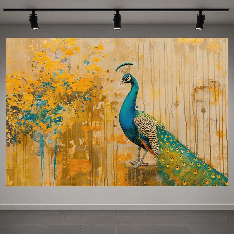 پوستر پارچه ای طرح مخمل  نقاشی مدل طاووس کد AR3061633