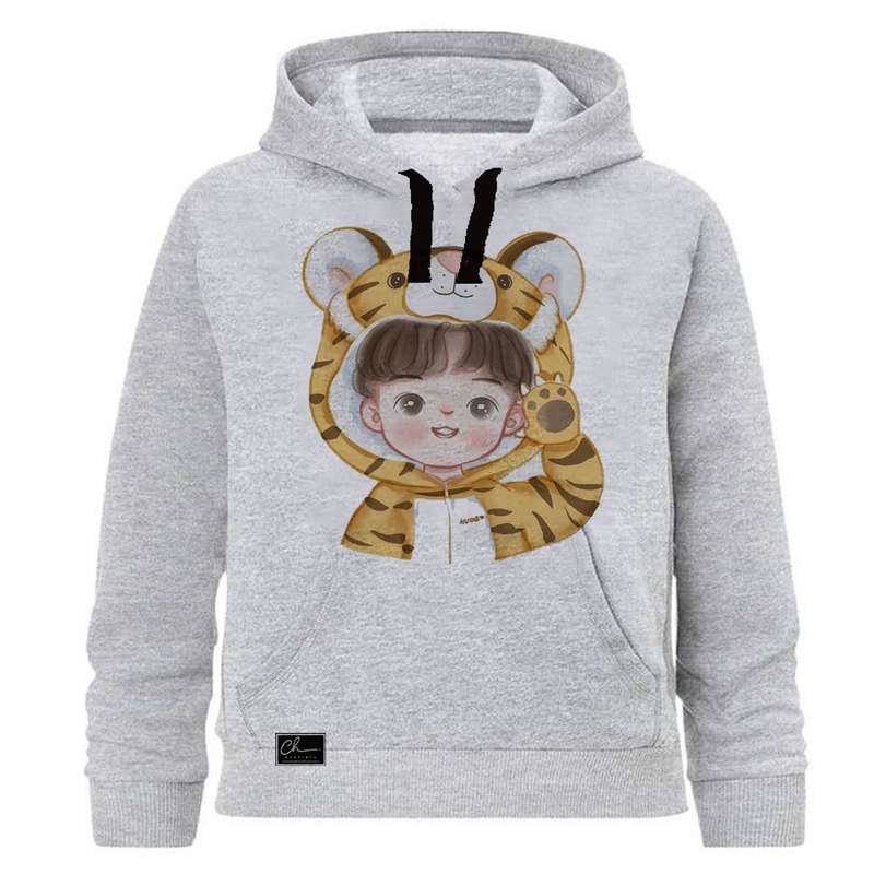 هودی پسرانه طرح پلنگی کد J115 رنگ طوسی