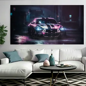 تابلو بوم مدل چرم مخمل طرح ماشین فورد موستانگ کد PD2550